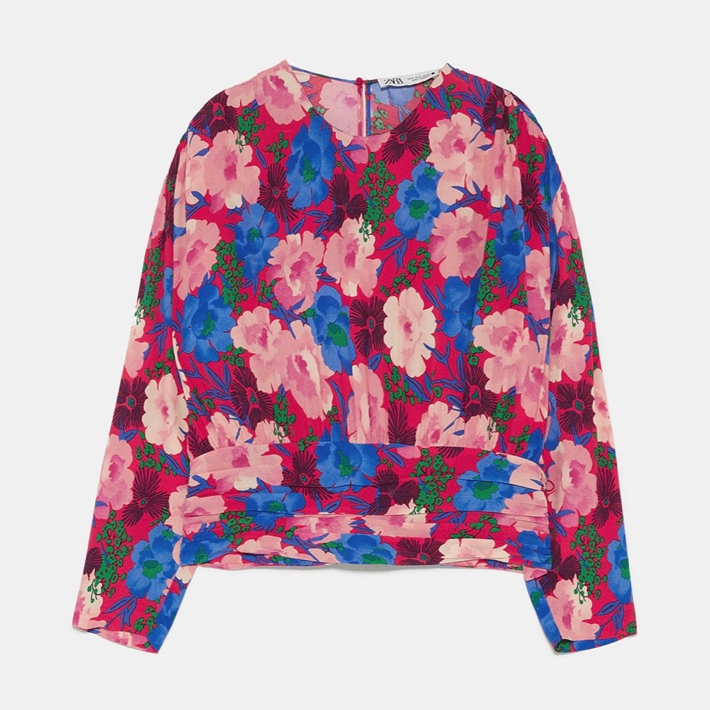 ZARA BNWT Belted Floral Print Pants + Draped Top 2pc Coord Set - Picture 6 of 8